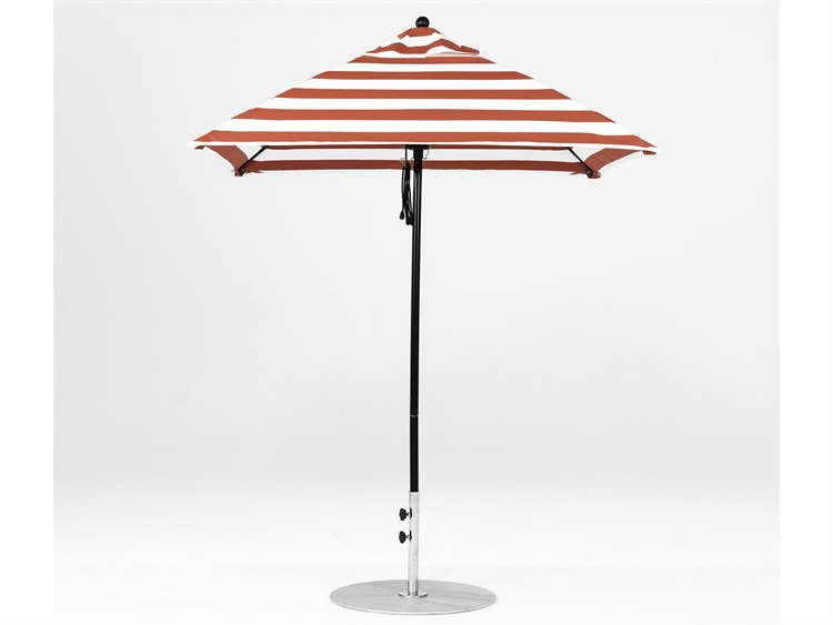 Frankford Monterey Market Fiberglass 6.5' Square Pulley Lift Umbrella - Nonstocked Striped Fabric