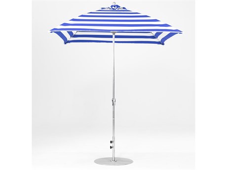 Frankford Monterey Fiberglass Market 7.5 Foot Wide Square Crank No Tilt Umbrella - Nonstocked Striped Fabric