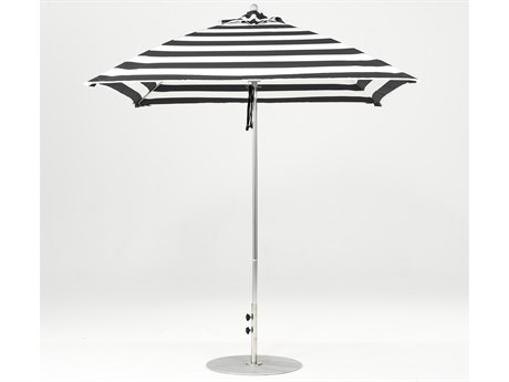 Frankford Monterey Fiberglass Market 7.5 Foot Wide Square Pulley Lift Umbrella - Nonstocked Striped Fabric