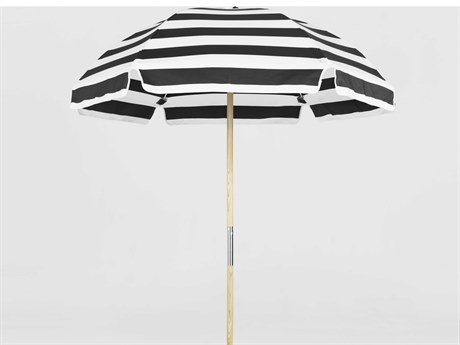Frankford Avalon Fiberglass Beach 6.5 Foot Wide Hexagon Manual Lift Umbrella - Nonstocked Striped Fabric