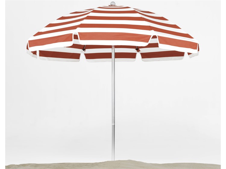 Frankford Avalon Fiberglass Beach 7.5 Foot Wide Octagon Manual Lift Umbrella - Nonstocked Striped Fabric