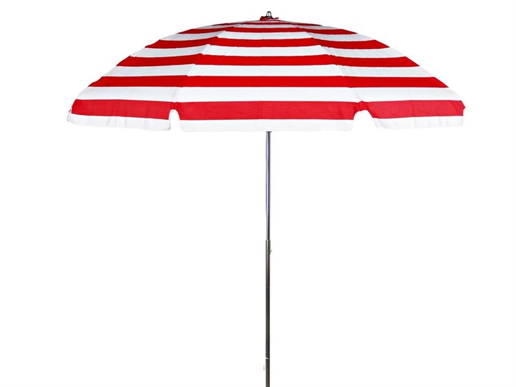 Frankford Laurel Steel Silver Anodized 7.5 Foot Wide Octagon Umbrella - Nonstocked Striped Fabric