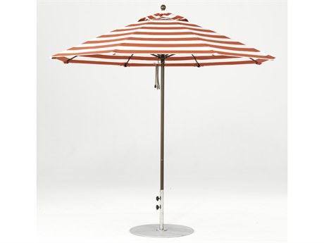 Frankford Monterey Market Fiberglass 9 Foot Wide Octagon Pulley Lift Umbrella - Nonstocked Striped Fabric