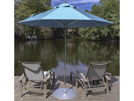 Frankford Greenwich Aluminum Silver Anodized 11 Foot Wide Octagon Pulley Lift Umbrella