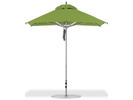 Frankford Greenwich Market Silver Anodized Aluminum 7.5 Foot Wide Square Pulley Lift Umbrella
