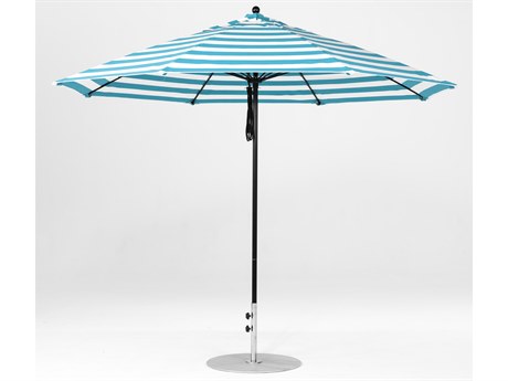 Frankford Monterey Market Fiberglass 11 Foot Wide Octagon Pulley Lift Umbrella - Nonstocked Striped Fabric