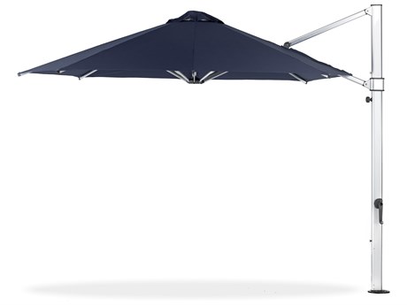 Frankford Aurora Custom Cantilever Fiberglass Brushed Silver 13' Foot Octagon Crank Lift Infinity Tilt Umbrella