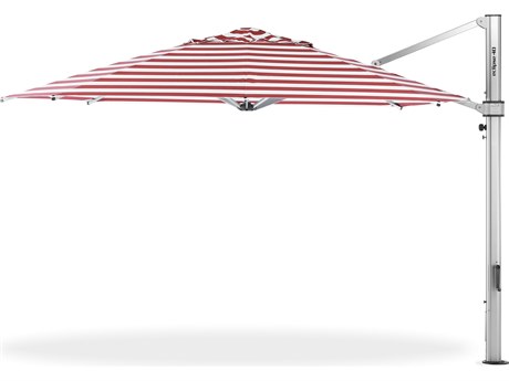 Frankford Eclipse Commercial Cantilever 13 Foot Wide Octagon Crank Lift Umbrella - Nonstocked Striped Fabric