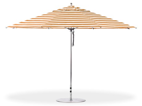 Frankford G-Series Monterey Market Aluminum Silver Anodized 13 Foot Octagon Double Pulley Lift Umbrella - Nonstocked Striped Fabric