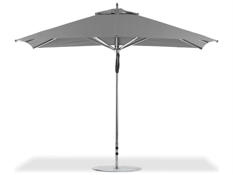 Frankford G-Series Greenwich Market Aluminum Silver Anodized 11'' x 8.5'' Foot Rectangular Double Pulley Lift Umbrella