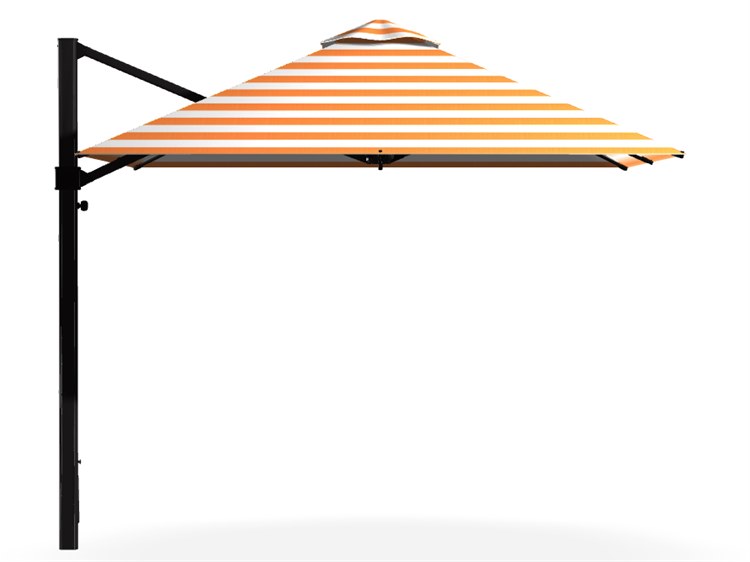 Frankford Aurora Stripe Cantilever Fiberglass Brushed Silver 10 Foot Square Crank Lift Infinity Tilt Patio Umbrella