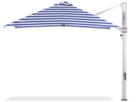 Frankford Eclipse Commercial Cantilever10 Foot Wide Square Crank Lift Umbrella - Nonstocked Striped Fabric