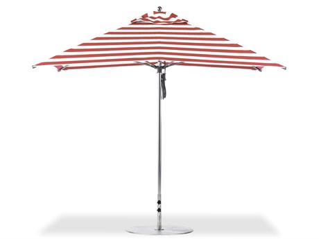 Frankford G-Series Monterey Market Aluminum Silver Anodized 10' Foot Wide Square Double Pulley Lift Umbrella - Nonstocked Striped Fabric