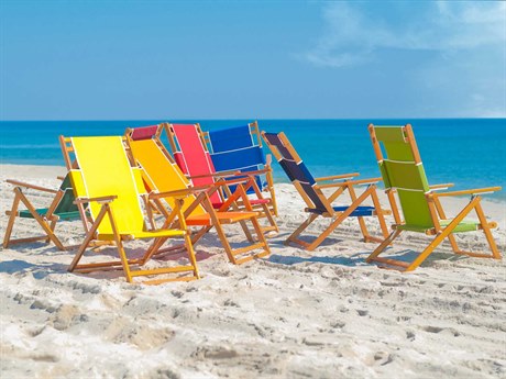 Frankford Umbrellas Oak Wood Beach Chair Lounge Set