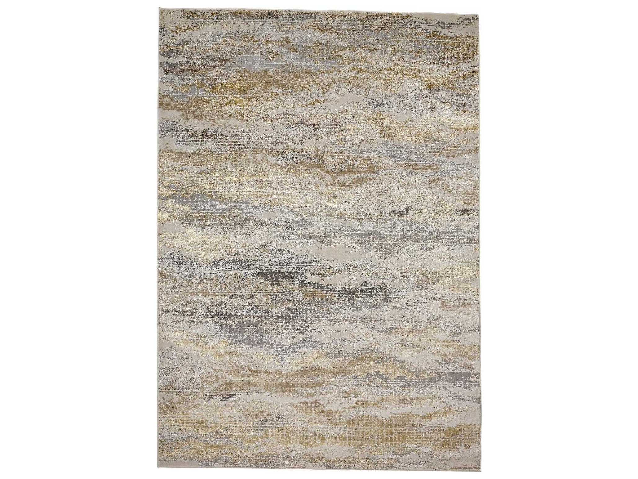 Feizy Rugs Aura Beige / Gold Rectangular Area Rug FZ3735FBEIGEGOLD