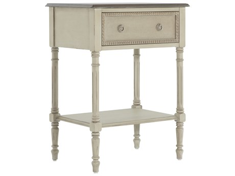 Gabby Carine Rectangular Wood Antique White Feather Grey End Table