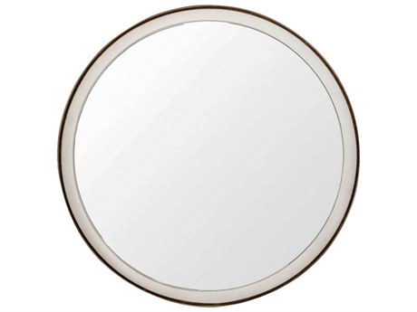 Gabby Fritz White Seagrass & Antique Brass Wall Mirror Round
