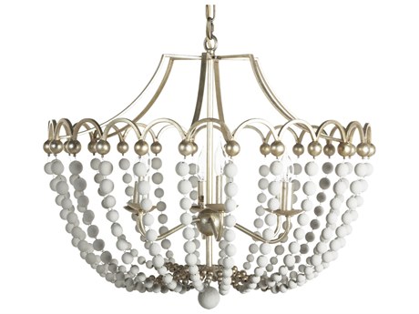 Gabby Peggy 6-Light Champagne Silver Dove White Candelabra Chandelier