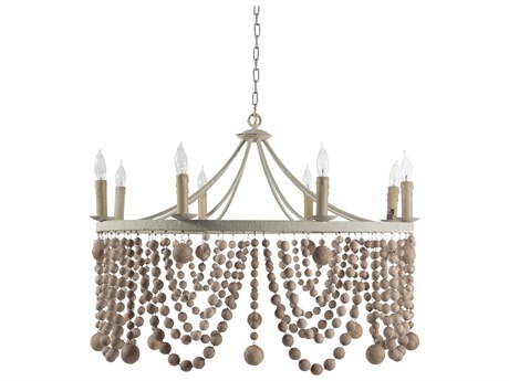 Gabby Madeleine 8-Light Plaster Beige Washed Wood Brown Chandelier