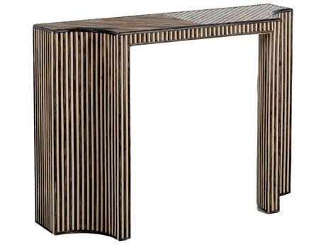 Gabby Trent Hexagon Wood Dark Gray Rattan Console Table
