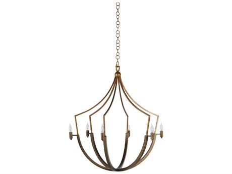 Gabby Skei 6-Light Aged Brass Clean Antique Gold Candelabra Chandelier