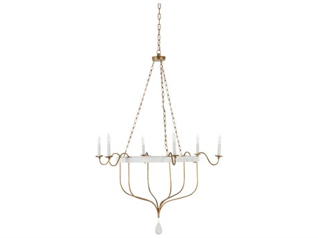 Gabby Karla 6-Light Gilded Gold Textured White Candelabra Chandelier