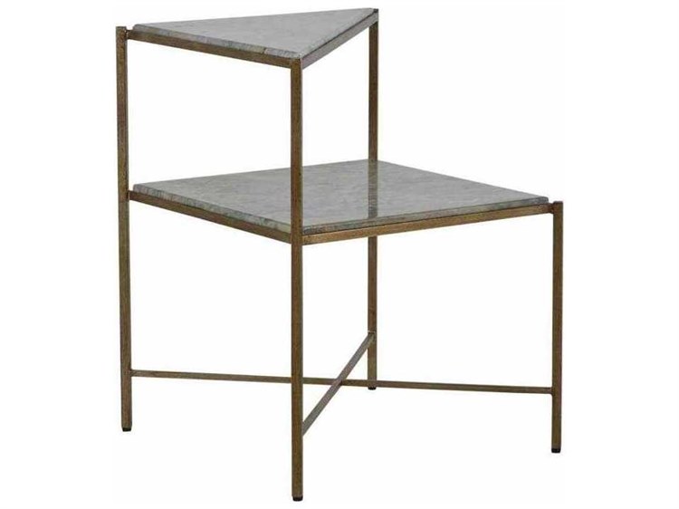 Jayce Marble Textured Champagne End Table - Thumbnail 3