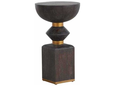 Gabby Norris Round Wood Cerused Black Drinking Table