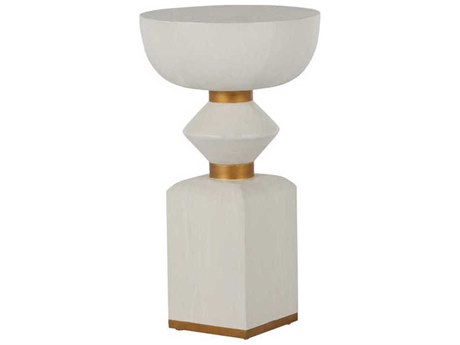 Gabby Norris Round Wood Cerused White Drinking Table