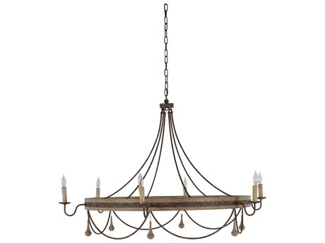 Gabby Jean 6-Light Rust White Washed Wood Bronze Candelabra Chandelier