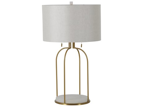 Gabby Joan Antique Bronze White Linen Buffet Lamp