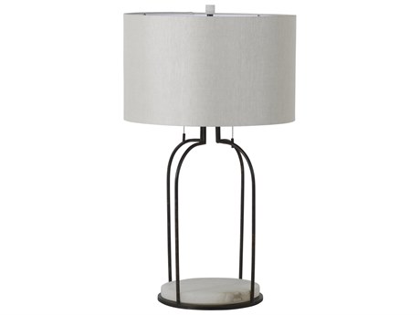 Gabby Joan Brass White Linen Buffet Lamp