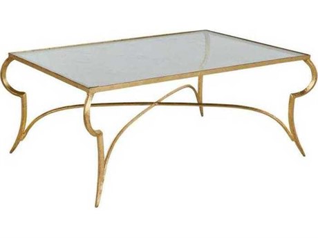 Gabby Evelina Rectangular Gold Leaf Tempered Glass Coffee Table