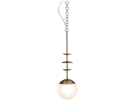 Gabby Mod 1-Light Frosted White Brushed Brass Globe Mini Pendant