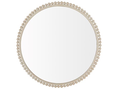 Gabby Belle Distressed White Clear Mirror Wall Round