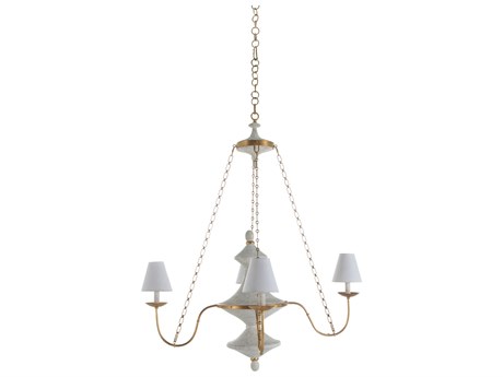 Gabby Pascal 4-Light Textured White Vintage Gold Traditional Candelabra Chandelier
