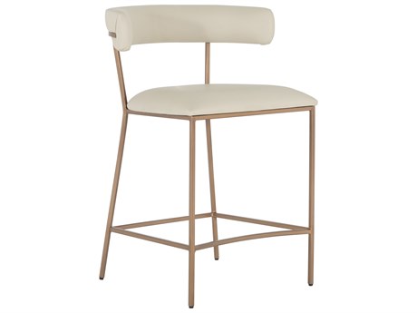 Gabby Matlock White & Ivory Yellow Faux Leather Counter Stool