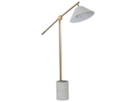 Gabby Estelle Brass White Linen & Ivory Floor Lamp
