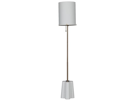 Gabby Florence Brushed Brass White Linen Ivory Floor Lamp