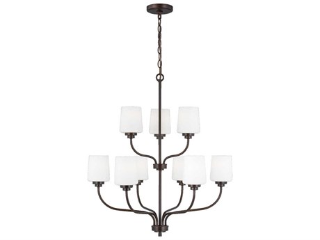 Generation Lighting Windom 9-Light Bronze Glass Tiered Chandelier