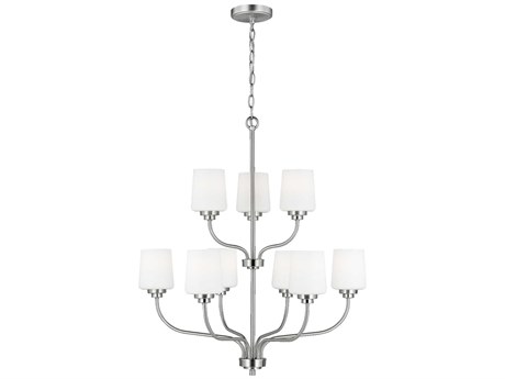 Generation Lighting Windom 9-Light Brushed Nickel Glass Tiered Chandelier