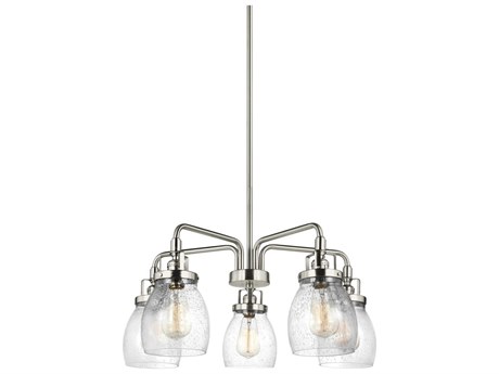 Generation Lighting Belton 5-Light Brushed Nickel Glass Bell Chandelier