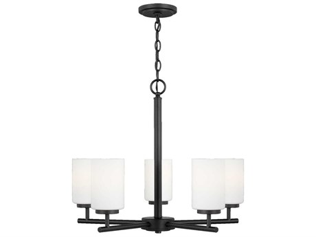 Generation Lighting Oslo 5-Light Midnight Black Glass Cylinder Chandelier