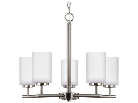 Generation Lighting Oslo 5-Light Brushed Nickel Glass Cylinder Chandelier