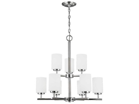Generation Lighting Oslo 9-Light Chrome Glass Cylinder Tiered Chandelier