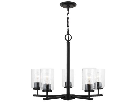 Generation Lighting Oslo 5-Light Midnight Black Glass Cylinder Chandelier