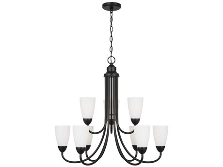 Generation Lighting Seville 9-Light Midnight Black Bell Tiered Chandelier