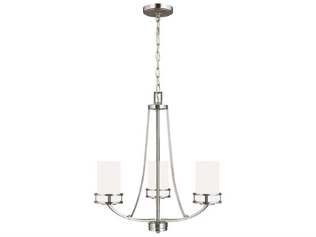 Generation Lighting Robie 3-Light Brushed Nickel Glass Cylinder Chandelier