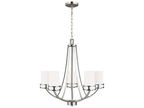 Generation Lighting Robie 5-Light Brushed Nickel Glass Cylinder Chandelier