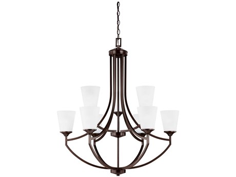 Generation Lighting Hanford 9-Light Bronze Glass Bell Tiered Chandelier